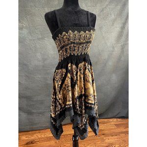 Advance Apparels Black/Gold Strappy Handkerchief Dress NEW-One Size fits "all"